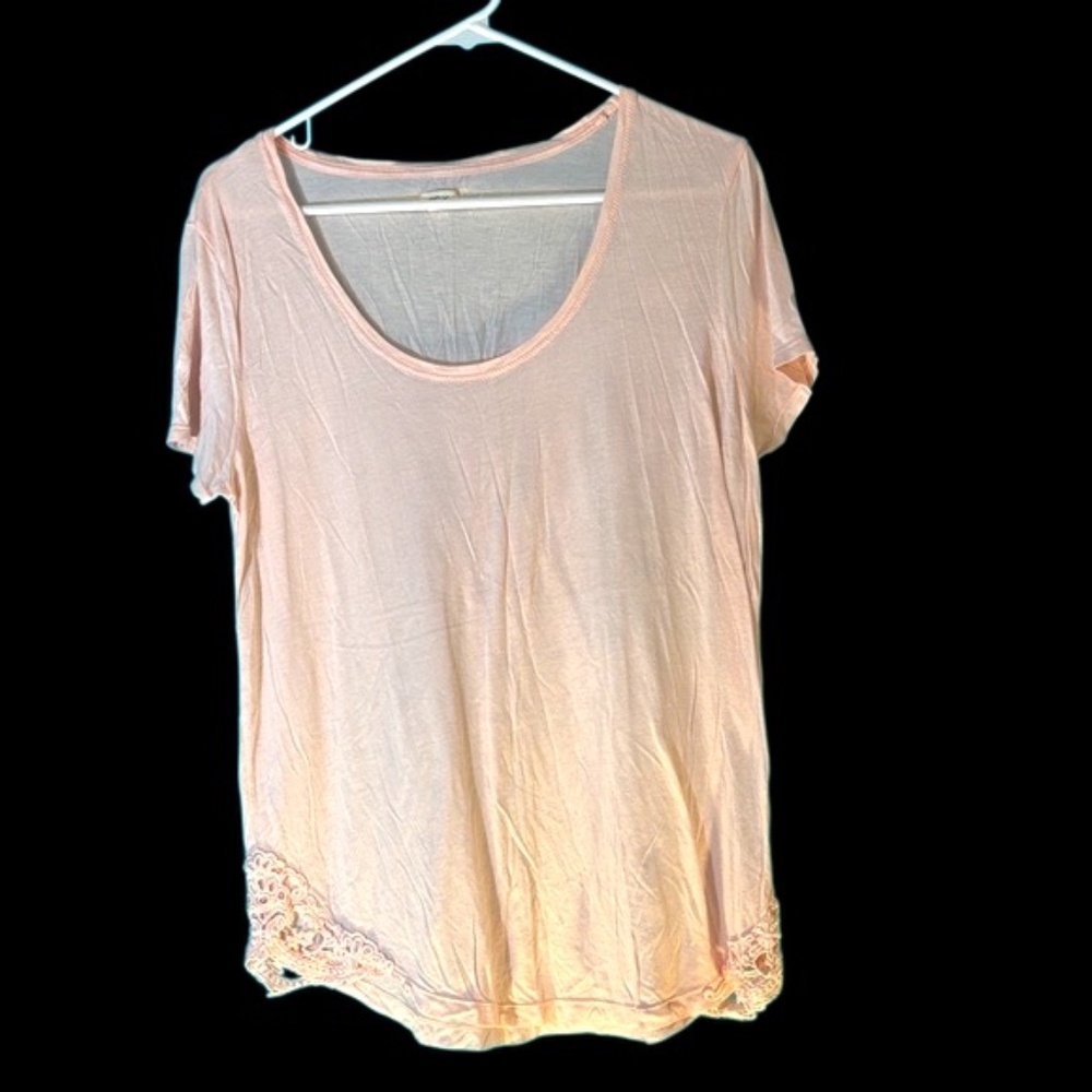 Aerie Light Pink Lace Accent Tee